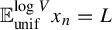 double struck upper E Subscript unif Superscript log upper V Baseline x Subscript n Baseline equals upper L