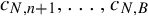 c Subscript upper N comma n plus 1 Baseline comma ellipsis comma c Subscript upper N comma upper B Baseline