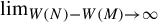 limit Underscript upper W left parenthesis upper N right parenthesis minus upper W left parenthesis upper M right parenthesis right arrow infinity Endscripts
