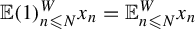 double struck upper E left parenthesis 1 right parenthesis Subscript n less than or slanted equals upper N Superscript upper W Baseline x Subscript n Baseline equals double struck upper E Subscript n less than or slanted equals upper N Superscript upper W Baseline x Subscript n