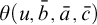 þ e t a left parenthesis u comma b overbar comma ModifyingAbove a With bar comma c overbar right parenthesis