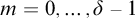m equals 0 comma ellipsis comma delta minus 1