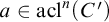 a element of acl Superscript n Baseline left parenthesis upper C Superscript prime Baseline right parenthesis