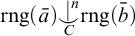 rng left parenthesis a overbar right parenthesis ⌣ vertical bar Superscript n Baseline Underscript upper C Endscripts rng left parenthesis b overbar right parenthesis