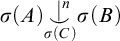 sigma left parenthesis upper A right parenthesis ⌣ vertical bar Superscript n Baseline Underscript sigma left parenthesis upper C right parenthesis Endscripts sigma left parenthesis upper B right parenthesis