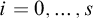 i equals 0 comma ellipsis comma s
