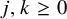 j comma k greater than or equals 0
