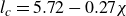l Subscript c Baseline equals 5.72 minus 0.27 chi