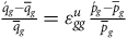StartFraction ModifyingAbove q With acute Subscript g Baseline minus q overbar Subscript g Baseline Over q overbar Subscript g Baseline EndFraction equals epsilon Subscript g g Superscript u Baseline StartFraction ModifyingAbove p With acute Subscript g Baseline minus p overbar Subscript g Baseline Over p overbar Subscript g Baseline EndFraction