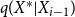 q left parenthesis upper X Superscript asterisk Baseline vertical bar upper X Subscript i minus 1 Baseline right parenthesis