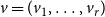 v equals left parenthesis v 1 comma ellipsis comma v Subscript r Baseline right parenthesis