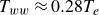 upper T Subscript w w Baseline almost equals 0.28 upper T Subscript e
