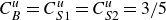 upper C Subscript upper B Superscript u Baseline equals upper C Subscript upper S Baseline 1 Superscript u Baseline equals upper C Subscript upper S Baseline 2 Superscript u Baseline equals 3 divided by 5