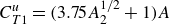 upper C Subscript upper T Baseline 1 Superscript u Baseline equals left parenthesis 3.75 upper A 2 Superscript 1 divided by 2 Baseline plus 1 right parenthesis upper A