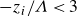 minus z Subscript i Baseline divided by upper Lamda less than 3