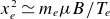 x Subscript e Superscript 2 Baseline asymptotically equals m Subscript e Baseline mu upper B divided by upper T Subscript e