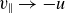 v Subscript parallel to Baseline right arrow negative u