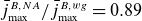 j overbar Subscript max Superscript upper B comma upper N upper A Baseline divided by j overbar Subscript max Superscript upper B comma w g Baseline equals 0.89
