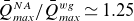upper Q overbar Subscript italic max Superscript upper N upper A Baseline divided by upper Q overbar Subscript italic max Superscript w g Baseline asymptotically equals 1.25