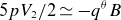 5 p upper V 2 divided by 2 asymptotically equals minus q Superscript theta Baseline upper B