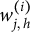 w Subscript j comma h Superscript left parenthesis i right parenthesis