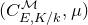 left parenthesis upper C Subscript upper E comma upper K divided by k Superscript script upper M Baseline comma mu right parenthesis