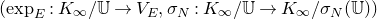 left parenthesis exp Subscript upper E Baseline colon upper K Subscript normal infinity Baseline divided by double struck upper U right arrow upper V Subscript upper E Baseline comma sigma Subscript upper N Baseline colon upper K Subscript normal infinity Baseline divided by double struck upper U right arrow upper K Subscript normal infinity Baseline divided by sigma Subscript upper N Baseline left parenthesis double struck upper U right parenthesis right parenthesis