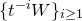 left brace t Superscript negative i Baseline upper W right brace Subscript i greater than or equals 1
