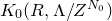 upper K 0 left parenthesis upper R comma normal upper Lamda divided by upper Z Superscript upper N 0 Baseline right parenthesis
