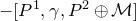 minus left bracket upper P Superscript 1 Baseline comma gamma comma upper P squared circled plus script upper M right bracket