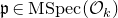 German p element of MSpec left parenthesis script upper O Subscript k Baseline right parenthesis
