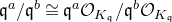 German q Superscript a Baseline divided by German q Superscript b Baseline approximately equals German q Superscript a Baseline script upper O Subscript upper K Sub Subscript German q Baseline divided by German q Superscript b Baseline script upper O Subscript upper K Sub Subscript German q