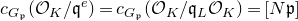 c Subscript upper G Sub Subscript German p Baseline left parenthesis script upper O Subscript upper K Baseline divided by German q Superscript e Baseline right parenthesis equals c Subscript upper G Sub Subscript German p Baseline left parenthesis script upper O Subscript upper K Baseline divided by German q Subscript upper L Baseline script upper O Subscript upper K Baseline right parenthesis equals left bracket upper N German p right bracket