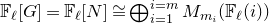 double struck upper F Subscript script l Baseline left bracket upper G right bracket equals double struck upper F Subscript script l Baseline left bracket upper N right bracket approximately equals circled plus Underscript i equals 1 Overscript i equals m Endscripts upper M Subscript m Sub Subscript i Baseline left parenthesis double struck upper F Subscript script l Baseline left parenthesis i right parenthesis right parenthesis