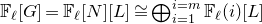 double struck upper F Subscript script l Baseline left bracket upper G right bracket equals double struck upper F Subscript script l Baseline left bracket upper N right bracket left bracket upper L right bracket approximately equals circled plus Underscript i equals 1 Overscript i equals m Endscripts double struck upper F Subscript script l Baseline left parenthesis i right parenthesis left bracket upper L right bracket
