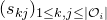 left parenthesis s Subscript k j Baseline right parenthesis Subscript 1 less than or equals k comma j less than or equals StartAbsoluteValue script upper O Sub Subscript i Subscript EndAbsoluteValue