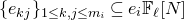 left brace e Subscript k j Baseline right brace Subscript 1 less than or equals k comma j less than or equals m Sub Subscript i Subscript Baseline subset of or equal to e Subscript i Baseline double struck upper F Subscript script l Baseline left bracket upper N right bracket