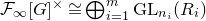 script upper F Subscript normal infinity Baseline left bracket upper G right bracket Superscript times Baseline approximately equals circled plus Underscript i equals 1 Overscript m Endscripts GL Subscript n Sub Subscript i Baseline left parenthesis upper R Subscript i Baseline right parenthesis