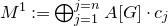 upper M Superscript 1 Baseline colon equals circled plus Underscript j equals 1 Overscript j equals n Endscripts upper A left bracket upper G right bracket dot c Subscript j