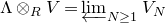 normal upper Lamda circled times Subscript upper R Baseline upper V equals ModifyingBelow limit With left arrow Underscript upper N greater than or equals 1 Endscripts upper V Subscript upper N