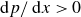 normal d p divided by normal d x greater than 0