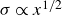 sigma proportional to x Superscript 1 divided by 2