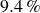 9.4 percent sign