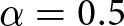 alpha equals 0.5