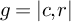 g equals StartAbsoluteValue c comma r EndAbsoluteValue