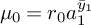 mu 0 equals r 0 a 1 Superscript y overbar Super Subscript 1