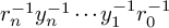 r Subscript n Superscript negative 1 Baseline y Subscript n Superscript negative 1 Baseline midline horizontal ellipsis y 1 Superscript negative 1 Baseline r 0 Superscript negative 1