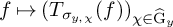 f right arrow from bar left parenthesis upper T Subscript sigma Sub Subscript y comma chi Subscript Baseline left parenthesis f right parenthesis right parenthesis Subscript chi element of ModifyingAbove normal upper G With caret Sub Subscript y