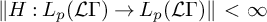 StartMetric upper H colon upper L Subscript p Baseline left parenthesis script upper L normal upper Gamma right parenthesis right arrow upper L Subscript p Baseline left parenthesis script upper L normal upper Gamma right parenthesis EndMetric less than infinity