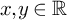 x comma y element of double struck upper R